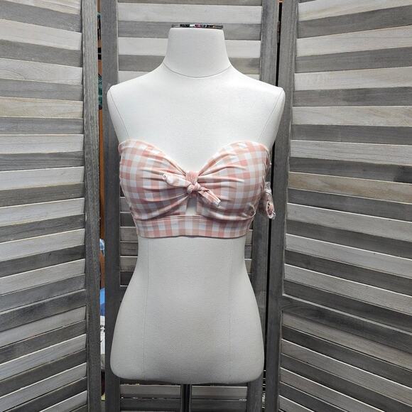Women's Checked Bandeau Tie-Front Bikini Top | Kona Sol | Large (12/14) - Picture 1 of 8